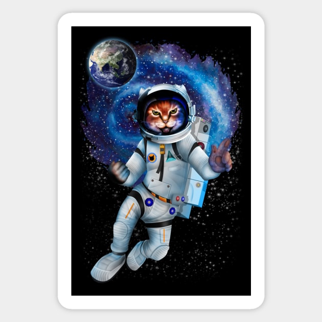 Astronaut space cat Sticker by Dezigner007